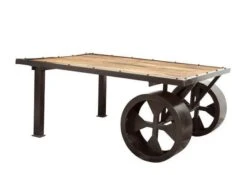 Tavolino Da Salotto In Legno Di Mango 110x80x45 Mango Naturale Laccato RAILWAY #133 -Massivmoebel24 09 200 772 0033 9