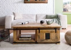 Couchtisch Mango 120x70x45 Natur Lackiert RAILWAY #1007 14 Couchtisch Mango 120x70x45 Natur Lackiert RAILWAY #1007 -Massivmoebel24 09 200 772 0107 03