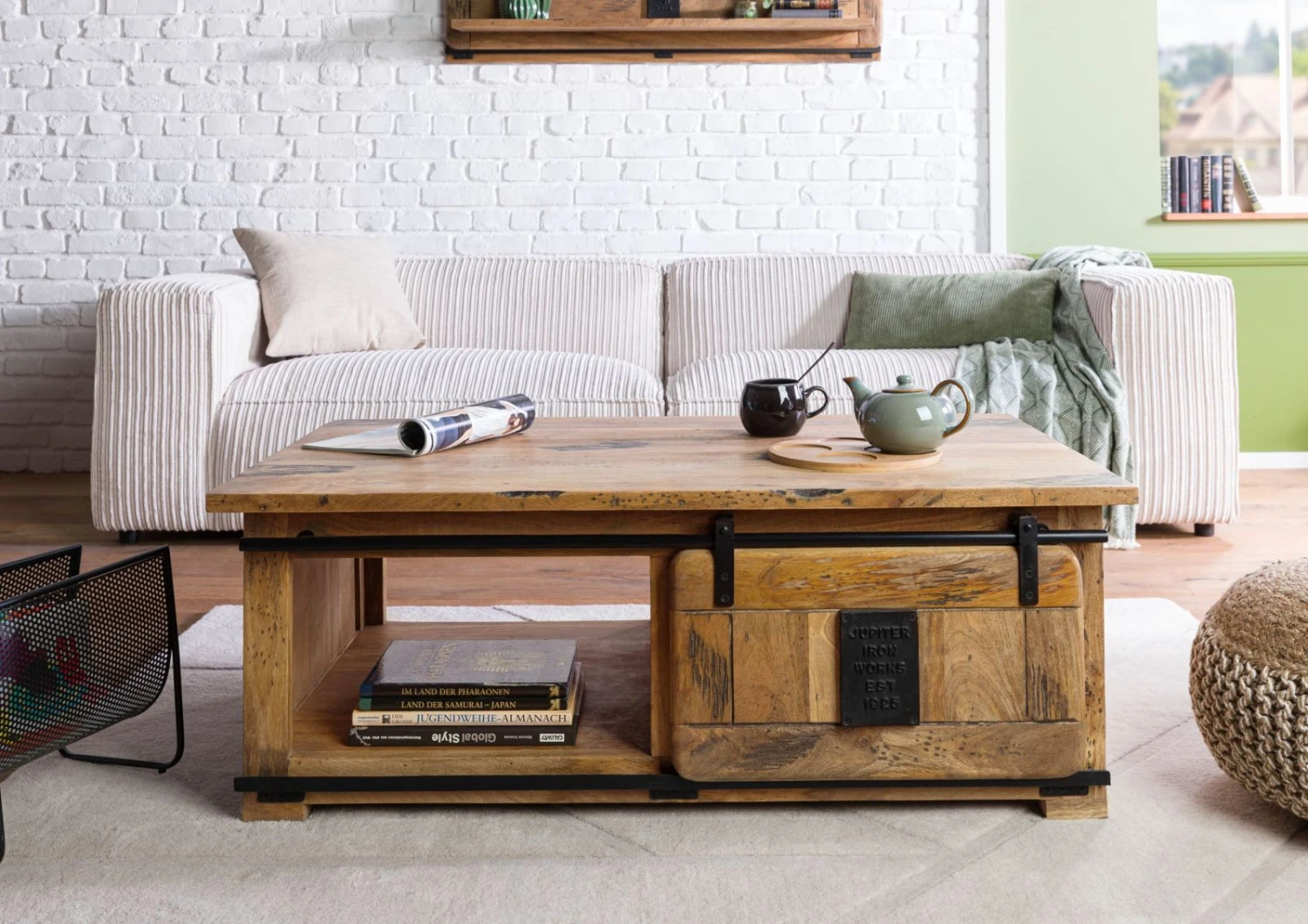 Couchtisch Mango 120x70x45 Natur Lackiert RAILWAY #1007 5 Couchtisch Mango 120x70x45 Natur Lackiert RAILWAY #1007 - immagine 3