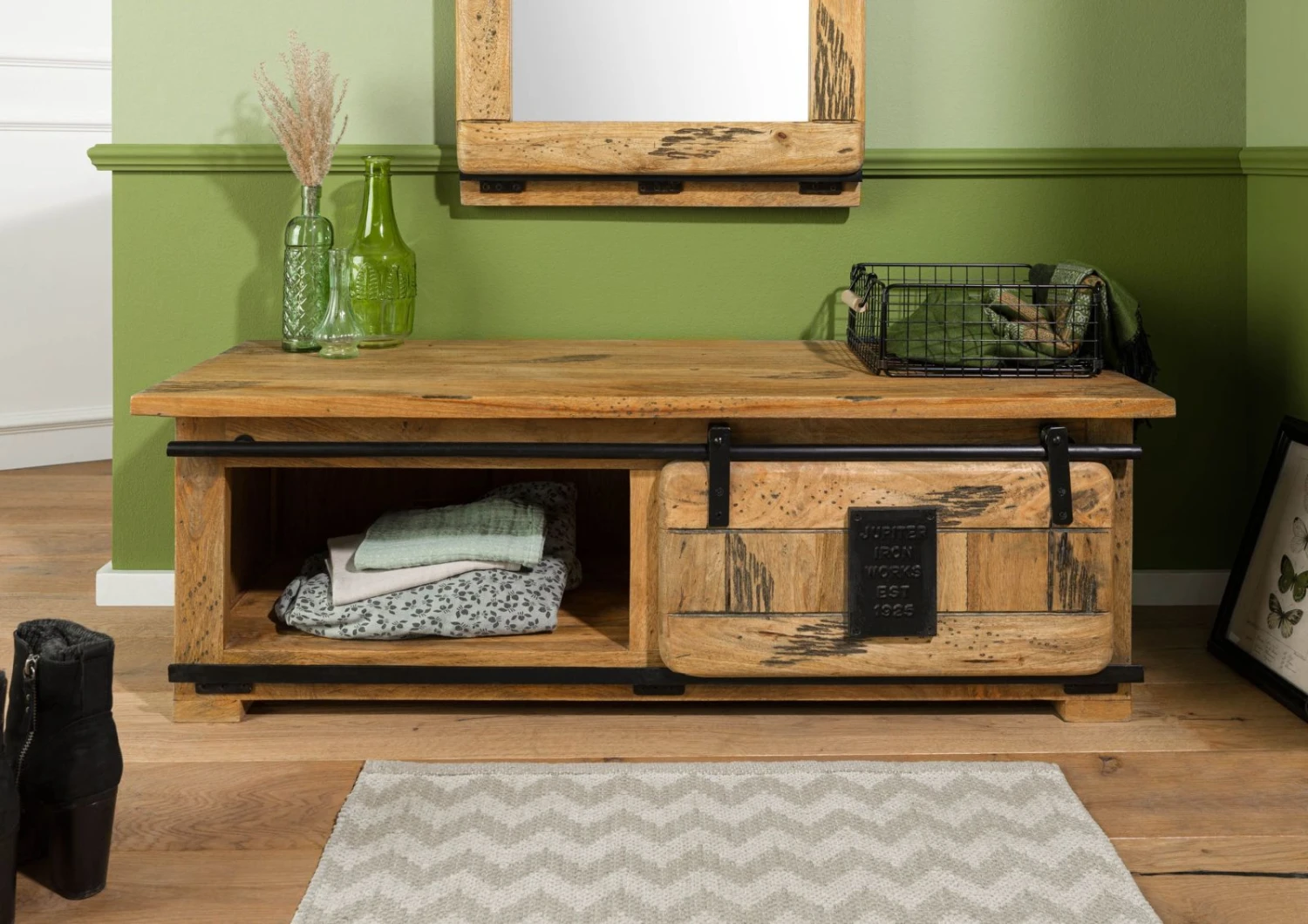 Garderobenbank Mango 120x45x40 Natur Lackiert RAILWAY #1011 6 Garderobenbank Mango 120x45x40 Natur Lackiert RAILWAY #1011 - immagine 4