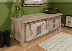 Garderobenbank Mango 120x45x40 Beige Lackiert RAILWAY #3011