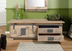 Garderobenbank Mango 120x45x40 Beige Lackiert RAILWAY #3011 -Massivmoebel24 09 200 772 2111 03