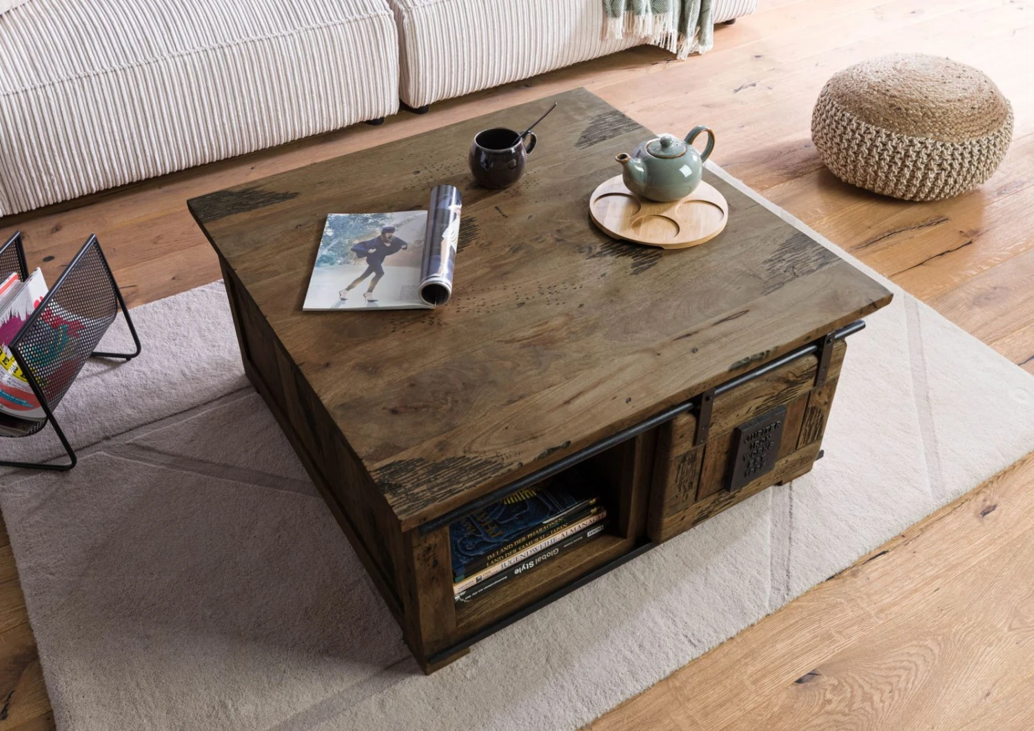 Couchtisch Mango 90x90x45 Braun Lackiert RAILWAY #4006 4 Couchtisch Mango 90x90x45 Braun Lackiert RAILWAY #4006 - immagine 2