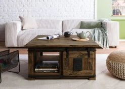 Couchtisch Mango 90x90x45 Braun Lackiert RAILWAY #4006 13 Couchtisch Mango 90x90x45 Braun Lackiert RAILWAY #4006 -Massivmoebel24 09 200 772 3106 03