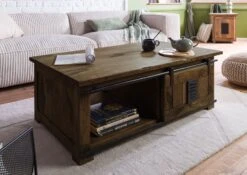 Couchtisch Mango 120x70x45 Braun Lackiert RAILWAY #4007