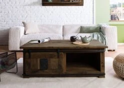 Couchtisch Mango 120x70x45 Braun Lackiert RAILWAY #4007 -Massivmoebel24 09 200 772 3107 03