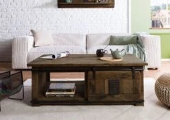 Couchtisch Mango 120x70x45 Braun Lackiert RAILWAY #4007 -Massivmoebel24 09 200 772 3107 04