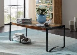 Tavolino Da Salotto In Legno Di Legno Riciclato 120x60x45 Multicolore Laccato INDUSTRIAL #47