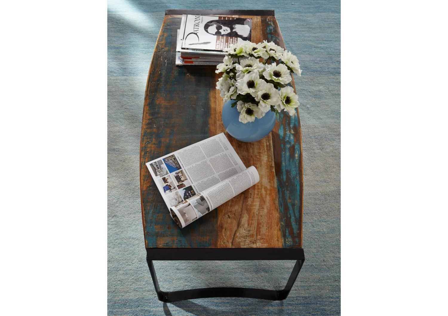 Tavolino Da Salotto In Legno Di Legno Riciclato 120x60x45 Multicolore Laccato INDUSTRIAL #47 5 Tavolino Da Salotto In Legno Di Legno Riciclato 120x60x45 Multicolore Laccato INDUSTRIAL #47 - immagine 3