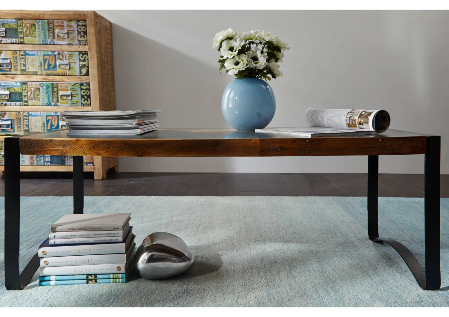 Tavolino Da Salotto In Legno Di Legno Riciclato 120x60x45 Multicolore Laccato INDUSTRIAL #47 6 Tavolino Da Salotto In Legno Di Legno Riciclato 120x60x45 Multicolore Laccato INDUSTRIAL #47 - immagine 4