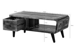 Tavolino Da Salotto In Legno Di Legno Riciclato 120x60x53 Multicolore Laccato SIXTIES #106 -Massivmoebel24 09 200 815 0006 8
