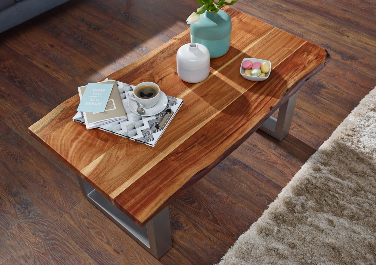 FREEFORM 2 Tavolino Da Salotto In Legno Di Acacia - Laccato / Noce 110x60x45 4 FREEFORM 2 Tavolino Da Salotto In Legno Di Acacia - Laccato / Noce 110x60x45 - immagine 2