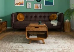 MAILAND #130 Tavolino Da Salotto In Legno Di Sheesham - Laccato / Marrone Chiaro 60x50x50