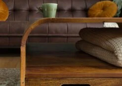 MAILAND #132 Tavolino Da Salotto In Legno Di Sheesham - Laccato / Marrone Chiaro 70x70x50 -Massivmoebel24 09 200 875 0132 05