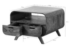 MAILAND #132 Tavolino Da Salotto In Legno Di Sheesham - Laccato / Marrone Chiaro 70x70x50 -Massivmoebel24 09 200 875 0132 08