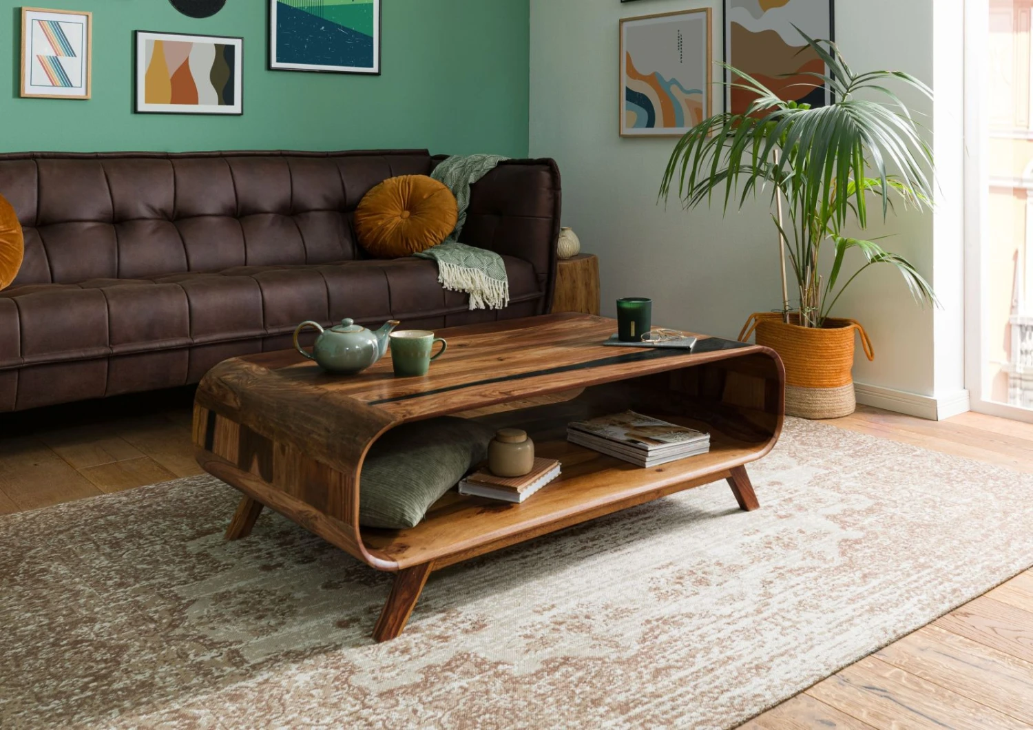 MAILAND #234 Tavolino Da Salotto In Legno Di Sheesham - Laccato / Marrone Chiaro 120x70x40 5 MAILAND #234 Tavolino Da Salotto In Legno Di Sheesham - Laccato / Marrone Chiaro 120x70x40 - immagine 3