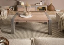 AMSTERDAM #18 Tavolino Da Salotto In Legno Di Mango - Laccato / Beige 110x70x45