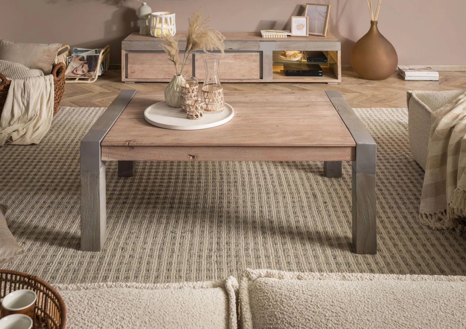 AMSTERDAM #18 Tavolino Da Salotto In Legno Di Mango - Laccato / Beige 110x70x45 3 AMSTERDAM #18 Tavolino Da Salotto In Legno Di Mango - Laccato / Beige 110x70x45