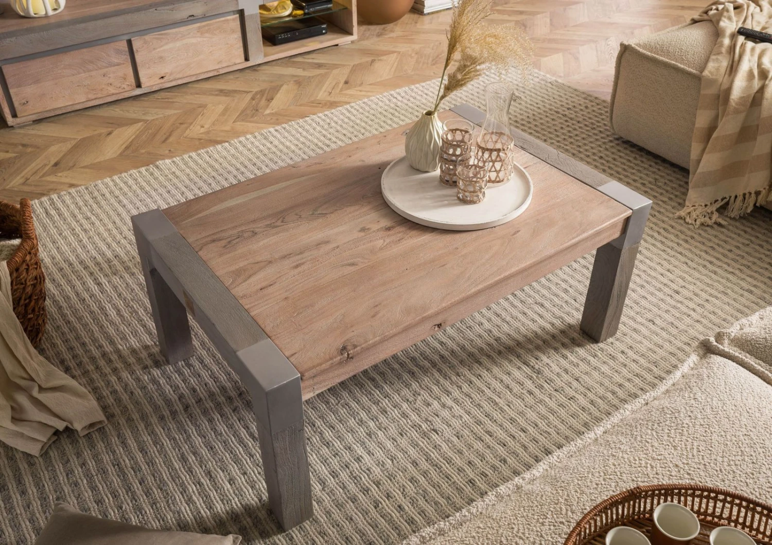 AMSTERDAM #18 Tavolino Da Salotto In Legno Di Mango - Laccato / Beige 110x70x45 4 AMSTERDAM #18 Tavolino Da Salotto In Legno Di Mango - Laccato / Beige 110x70x45 - immagine 2