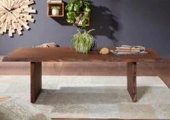 Tavolino Da Salotto In Legno Di Acacia 150x70x45 Marrone Laccato PURE ACACIA #006 -Massivmoebel24 09 200 886 0006 3