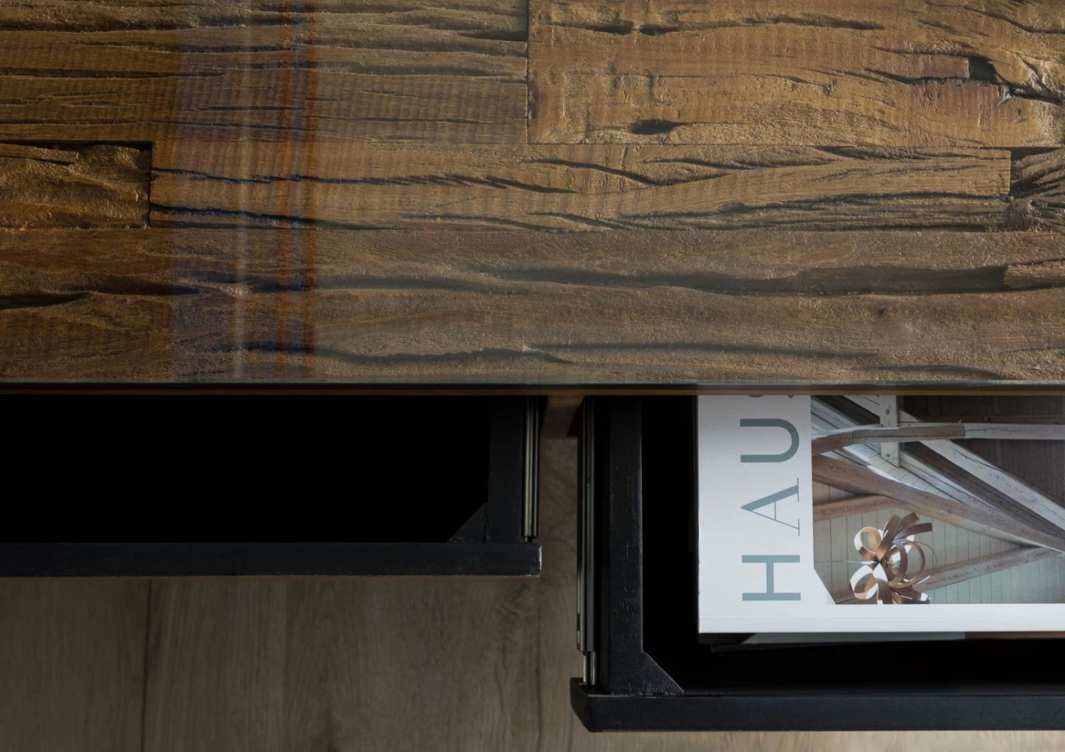 Tavolino Da Salotto In Legno Di Mango / Legno Riciclato 120x60x40 Laccato / Nero / Naturale DAVIS #50 8 Tavolino Da Salotto In Legno Di Mango / Legno Riciclato 120x60x40 Laccato / Nero / Naturale DAVIS #50 - immagine 6