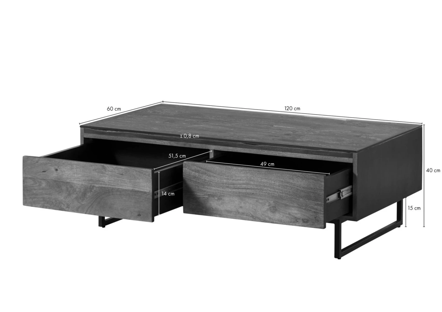 Tavolino Da Salotto In Legno Di Mango / Legno Riciclato 120x60x40 Laccato / Nero / Naturale DAVIS #50 10 Tavolino Da Salotto In Legno Di Mango / Legno Riciclato 120x60x40 Laccato / Nero / Naturale DAVIS #50 - immagine 8