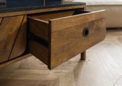 Tavolino Da Salotto In Legno Di Mango 100x60x45 Marrone Oliato / Granito Scuro LOS ANGELES #105 -Massivmoebel24 09 200 891 1105 05