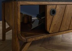 Tavolino Da Salotto In Legno Di Mango 100x60x45 Marrone Oliato / Granito Scuro LOS ANGELES #105 -Massivmoebel24 09 200 891 1105 07