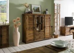 RODEZ #126 Madia In Legno Di Mango - Oliato / Marrone Scuro 160x45x140 -Massivmoebel24 09 310 156 0126 03