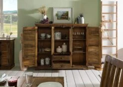 RODEZ #126 Madia In Legno Di Mango - Oliato / Marrone Scuro 160x45x140 -Massivmoebel24 09 310 156 0126 04