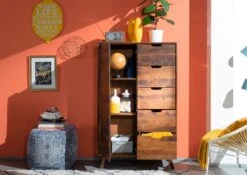 MALMÖ 2 #109 Comò In Legno Di Sheesham - Laccato / Noce 90x40x145 13 MALMÖ 2 #109 Comò In Legno Di Sheesham - Laccato / Noce 90x40x145 -Massivmoebel24 09 310 220 0009 5