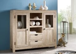 NATURE WHITE #63 Credenza In Legno Di Acacia - Patinato / White Stone 140x40x120