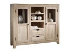 NATURE WHITE #63 Credenza In Legno Di Acacia - Patinato / White Stone 140x40x120 -Massivmoebel24 09 310 552 0063 9