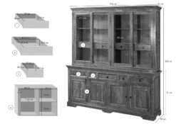 OXFORD #340 Credenza In Legno Di Acacia - Laccato / Nougat 220x50x204 14 OXFORD #340 Credenza In Legno Di Acacia - Laccato / Nougat 220x50x204 -Massivmoebel24 09 310 610 0140 08 1