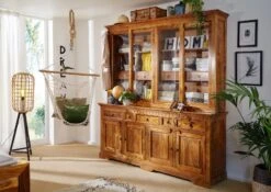 OXFORD#0340 Credenza In Legno Di Acacia - Laccato / Miele 220x50x204