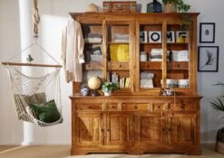 OXFORD#0340 Credenza In Legno Di Acacia - Laccato / Miele 220x50x204 -Massivmoebel24 09 310 610 0140 3