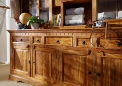 OXFORD#0340 Credenza In Legno Di Acacia - Laccato / Miele 220x50x204 -Massivmoebel24 09 310 610 0140 5
