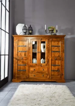 OXFORD #0418 Credenza In Legno Di Acacia - Laccato / Miele 160x50x142 12 OXFORD #0418 Credenza In Legno Di Acacia - Laccato / Miele 160x50x142 -Massivmoebel24 09 310 610 4516 3