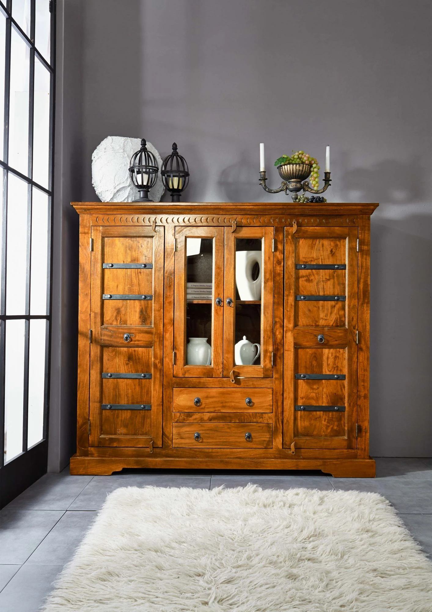 OXFORD #0418 Credenza In Legno Di Acacia - Laccato / Miele 160x50x142 5 OXFORD #0418 Credenza In Legno Di Acacia - Laccato / Miele 160x50x142 - immagine 3