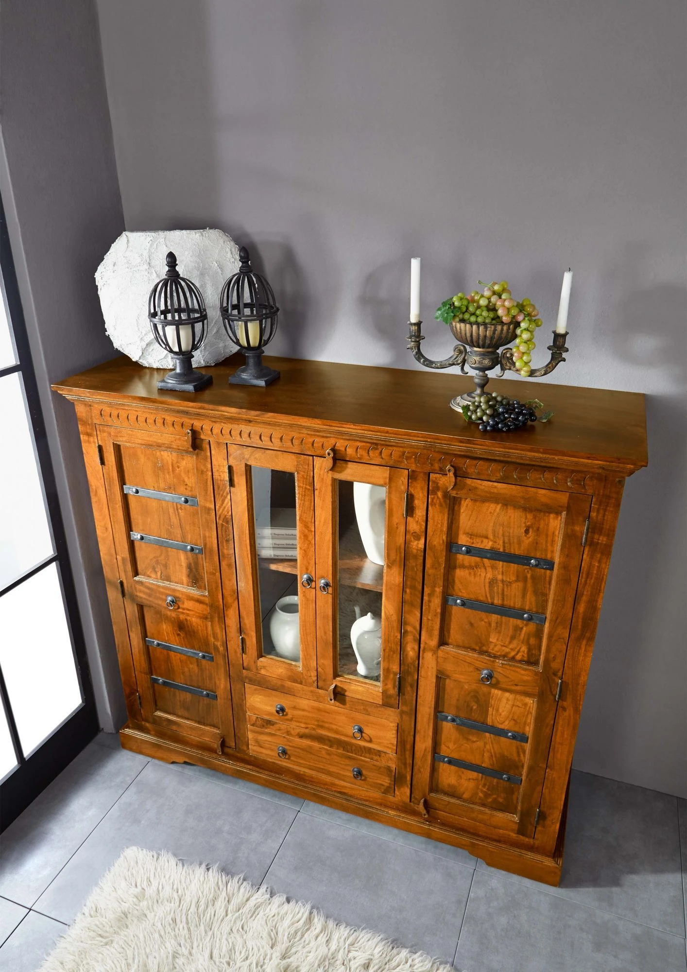 OXFORD #0418 Credenza In Legno Di Acacia - Laccato / Miele 160x50x142 7 OXFORD #0418 Credenza In Legno Di Acacia - Laccato / Miele 160x50x142 - immagine 5