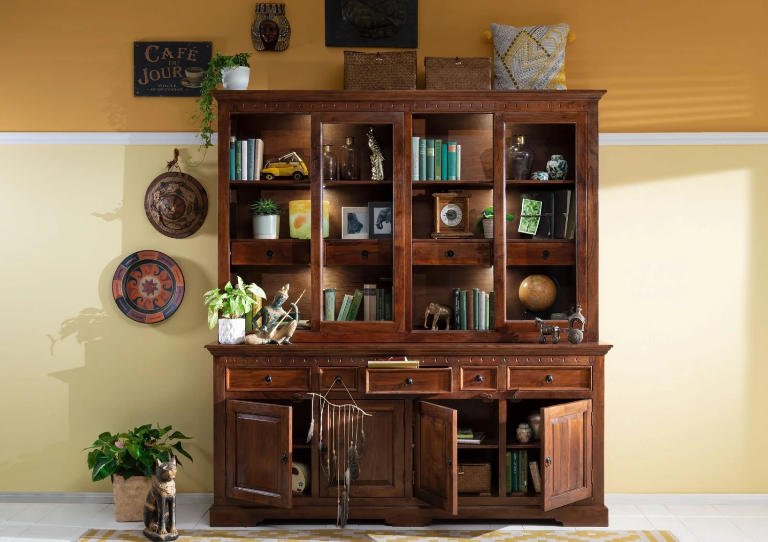 OXFORD #340 Credenza In Legno Di Acacia - Laccato / Nougat 220x50x204 7 OXFORD #340 Credenza In Legno Di Acacia - Laccato / Nougat 220x50x204 - immagine 5