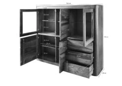 TORONTO #104 Credenza In Legno Di Sheesham - Decapato / Smoked Cherry 166x40x145 -Massivmoebel24 09 310 665 1004 08