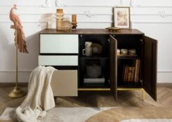 CHICAGO #107 Comò In Legno Di Mango - Oliato / Marrone 134x45x85 -Massivmoebel24 09 310 695 1007 4