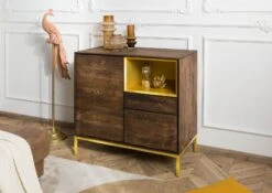 CHICAGO #108 Comò In Legno Di Mango - Oliato / Marrone 90x45x85 -Massivmoebel24 09 310 695 1008 3