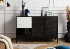 CHICAGO #207 Comò In Legno Di Mango - Oliato / Antracite 134x45x85