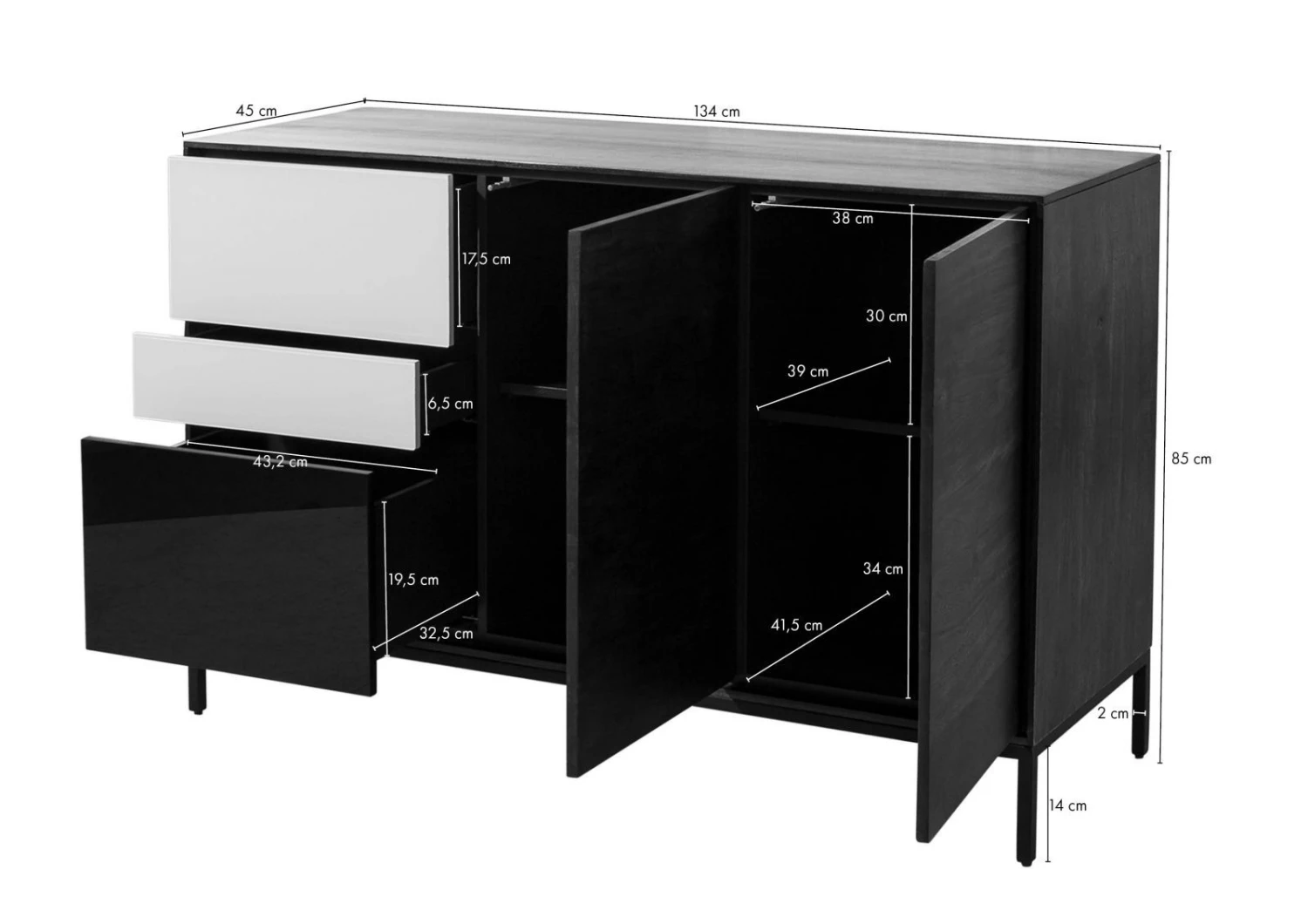 CHICAGO #207 Comò In Legno Di Mango - Oliato / Antracite 134x45x85 10 CHICAGO #207 Comò In Legno Di Mango - Oliato / Antracite 134x45x85 - immagine 8