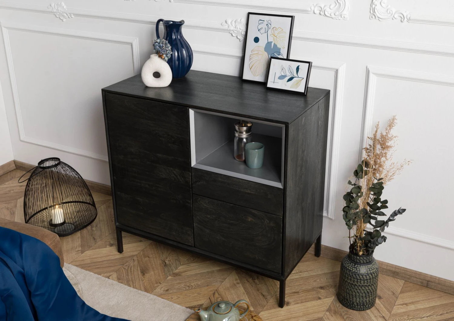 CHICAGO #208 Comò In Legno Di Mango - Oliato / Antracite 90x45x85 4 CHICAGO #208 Comò In Legno Di Mango - Oliato / Antracite 90x45x85 - immagine 2