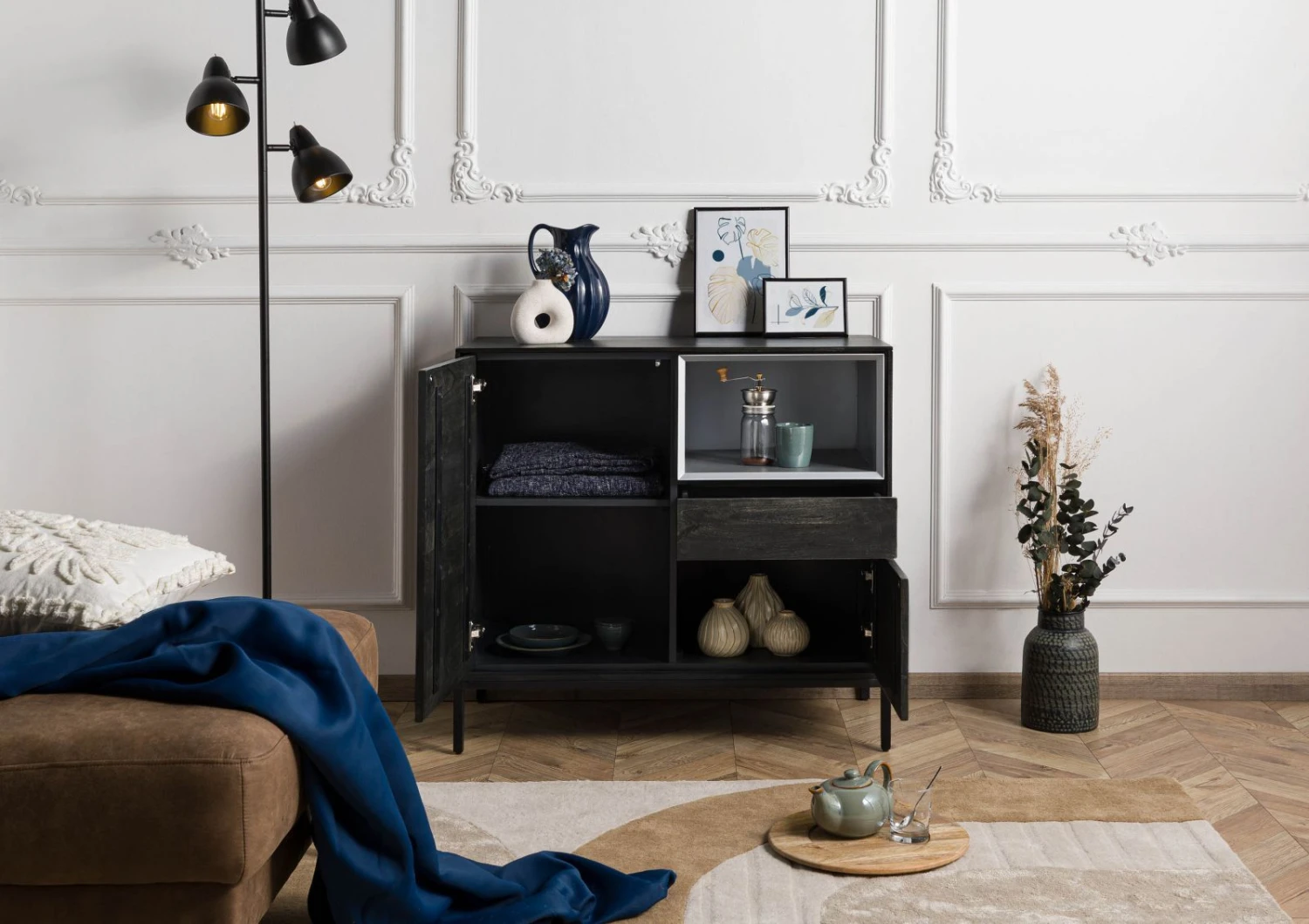 CHICAGO #208 Comò In Legno Di Mango - Oliato / Antracite 90x45x85 6 CHICAGO #208 Comò In Legno Di Mango - Oliato / Antracite 90x45x85 - immagine 4