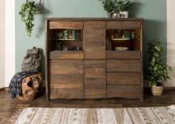 PURE MANGO #200 Vetrina In Legno Di Mango - Oliato / Marrone 166x48x145