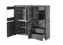 PURE MANGO #200 Vetrina In Legno Di Mango - Oliato / Marrone 166x48x145 -Massivmoebel24 09 310 724 2000 08